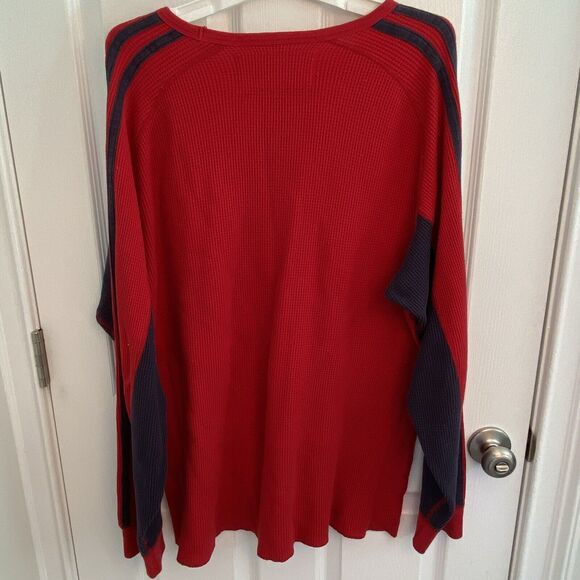 Vintage Polo Jeans Ralph Lauren Shirt Mens Extra Large Red Waffle Knit Thermal - Picture 4 of 7